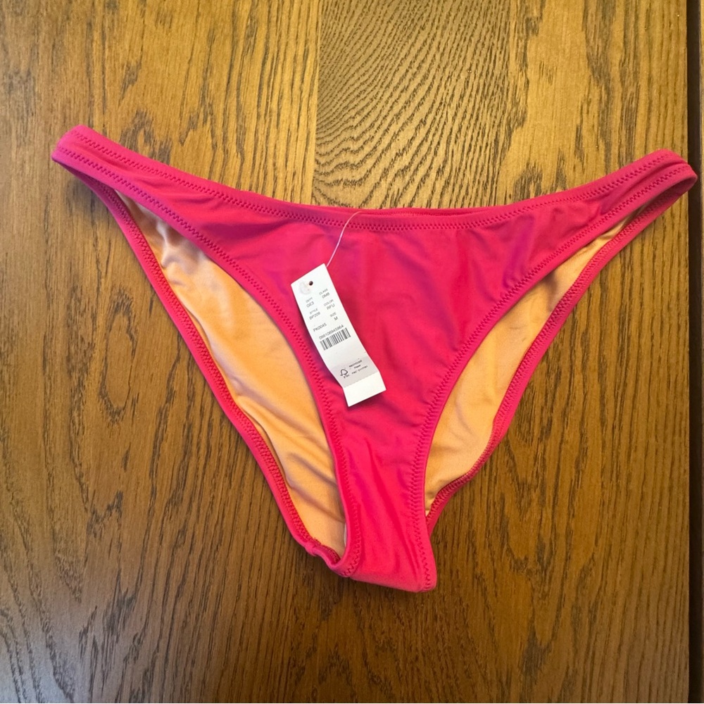 New J.Crew High Leg Pink Bikini Bottom M‎  Moderate J Crew NWT BP209